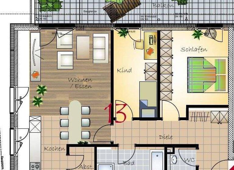 Wohnung zur Miete 1.400 € 3 Zimmer 94,2 m² 2. Geschoss frei ab sofort Oulustraße 17 Schlebusch Leverkusen 51375