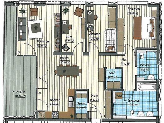 Wohnung zur Miete 1.500 € 4 Zimmer 116,6 m² 4. Geschoss Stadtmitte Neu-Ulm 89231