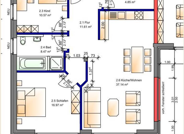 Wohnung zur Miete 700 € 2 Zimmer 89,6 m² EG frei ab 01.06.2026 Grüner Weg 41 Ankum 49577