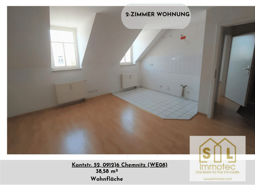 Wohnung zur Miete 230 € 2 Zimmer 38,9 m² 4. Geschoss frei ab sofort Kantstraße 52 Gablenz Chemnitz 09126
