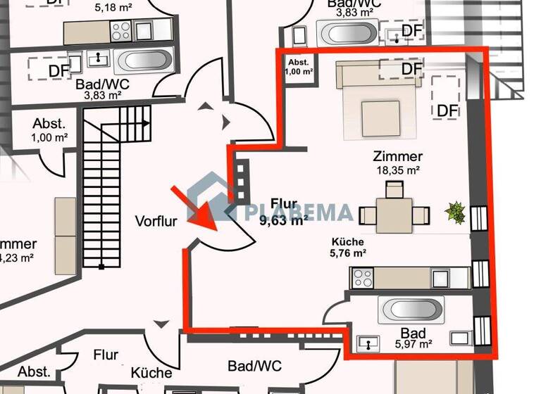 Studio zur Miete 595 € 1 Zimmer 37,2 m² Gützkower Str. 1 Fleischervorstadt Greifswald 17489