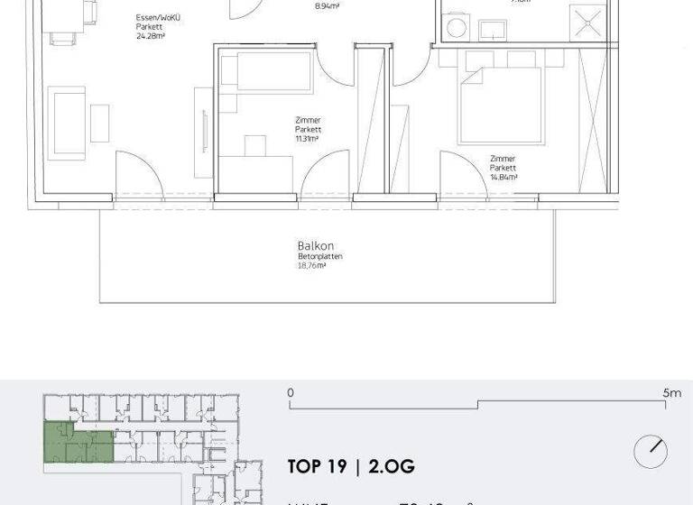Wohnung zur Miete 805 € 3 Zimmer 70,6 m² 2. Geschoss frei ab 01.03.2026 Babenbergerstraße 25 Lend Graz 8020