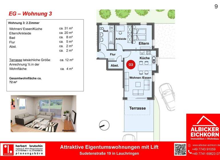 Wohnung zum Kauf provisionsfrei 353.000 € 3 Zimmer 72 m² 1. Geschoss Unterlauchringen Lauchringen 79787