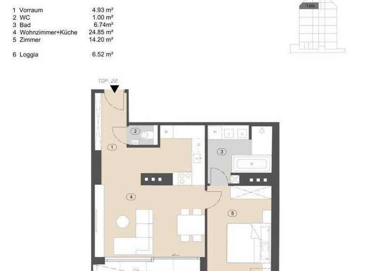 Wohnung zum Kauf - Erstbezug 649.000 € 2 Zimmer 51,7 m² 4. Geschoss Blattgasse 11 Wien 1030