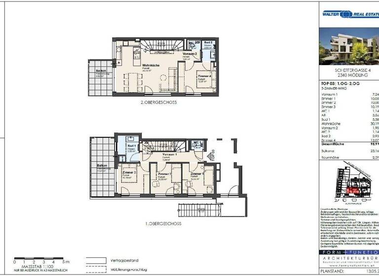 Maisonette zur Miete 2.104 € 5 Zimmer 96 m² 1. Geschoss Mödling 2340