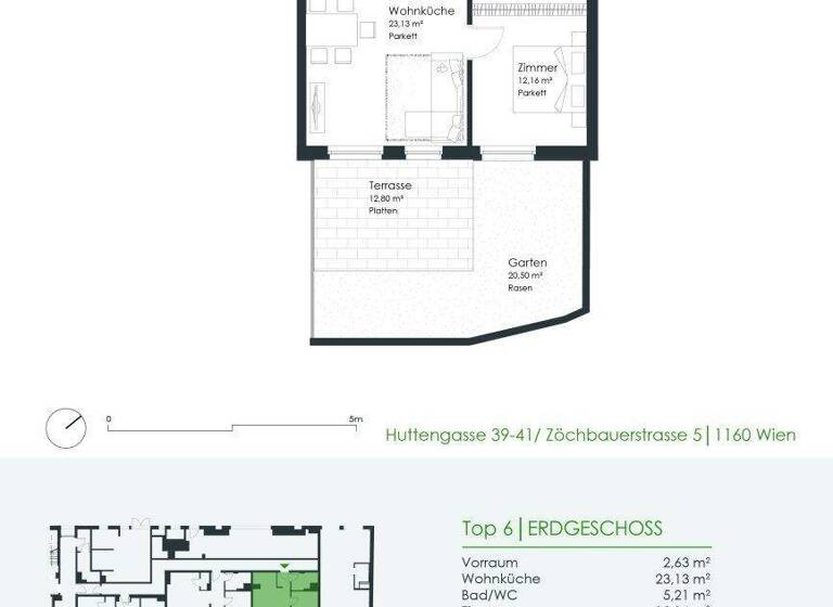 Wohnung zur Miete 823 € 2 Zimmer 43,1 m² EG Zöchbauerstraße 5 Wien 1160