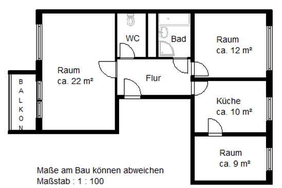 Wohnung zur Miete 476 € 3 Zimmer 66,1 m²<br/>Wohnfläche 1.<br/>Geschoss Fischerstecherstr. 25 Heide-Nord / Blumenau Halle (Saale) 06120