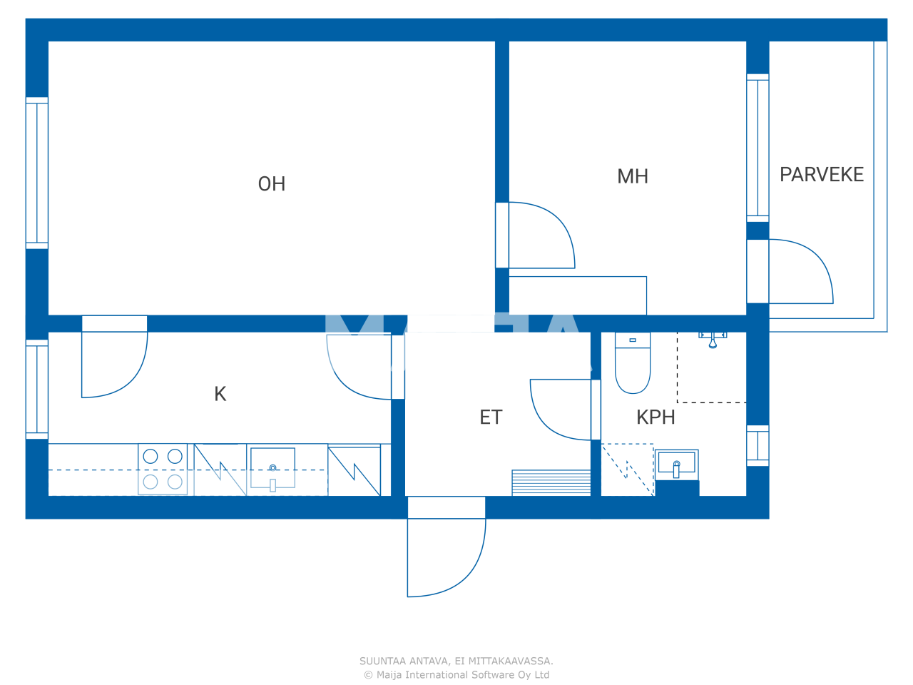 Studio zur Miete 1.200 € 2 Zimmer 58 m²<br/>Wohnfläche 6.<br/>Geschoss Helsinginkatu 18 Helsinki 00530