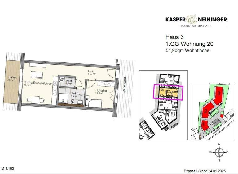 Wohnung zum Kauf provisionsfrei 294.000 € 2 Zimmer 54,9 m² Hauptstraße 82-84 Lauf 77886