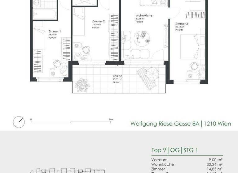 Wohnung zum Kauf - Erstbezug provisionsfrei 538.500 € 4 Zimmer 102 m² 1. Geschoss Wolfgang-Riese-Gasse 8A Wien 1210