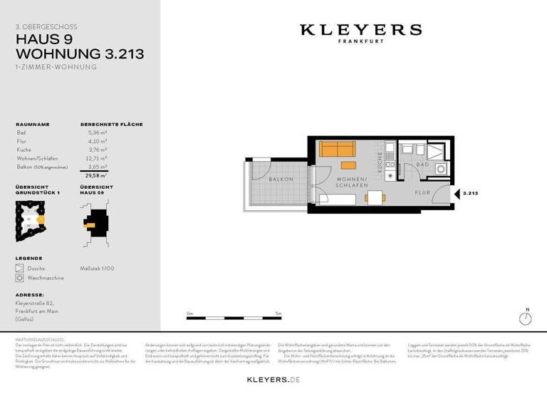 Studio zum Kauf - Erstbezug 279.900 € 1 Zimmer 29,6 m² 3. Geschoss Gallus Frankfurt am Main 60326