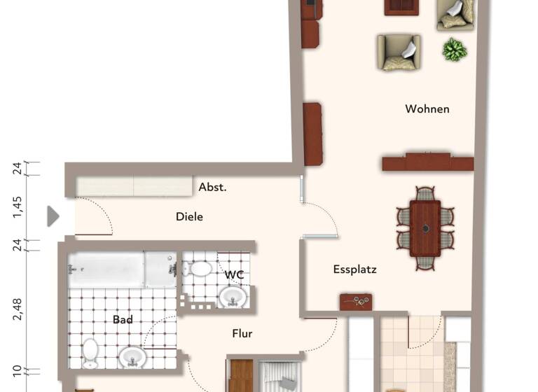 Wohnung zum Kauf provisionsfrei 285.000 € 3 Zimmer 90 m²<br/>Wohnfläche Dachgeschoss<br/>Geschoss Bachem Frechen 50226