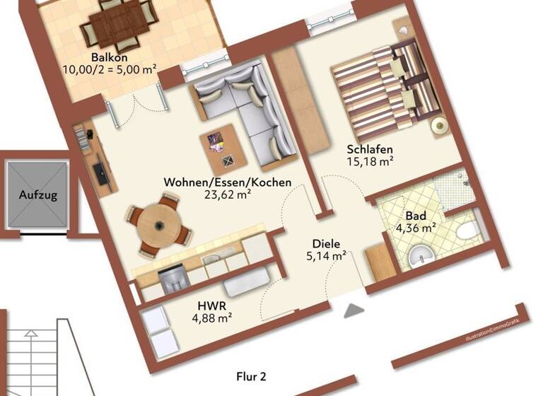 Wohnung zum Kauf provisionsfrei 239.650 € 2 Zimmer 58 m²<br/>Wohnfläche Bahnhofstraße 5 Kell am See 54427