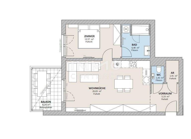 Wohnung zum Kauf - Erstbezug 440.700 € 2 Zimmer 56,7 m² Wien 1100