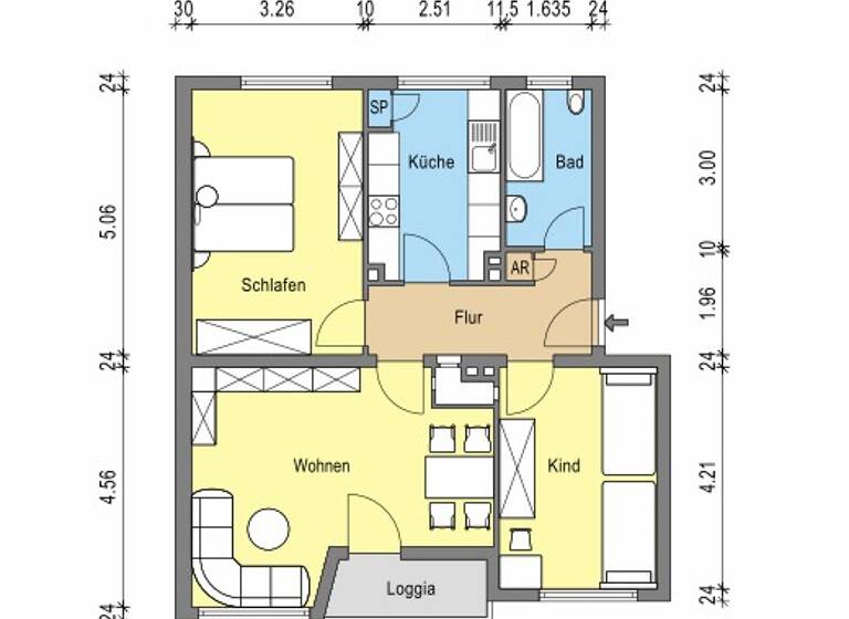 Wohnung zur Miete 1.101 € 3 Zimmer 72 m² 2. Geschoss frei ab 01.05.2026 Rheinstr. 7A Altstadt Mainz 55116