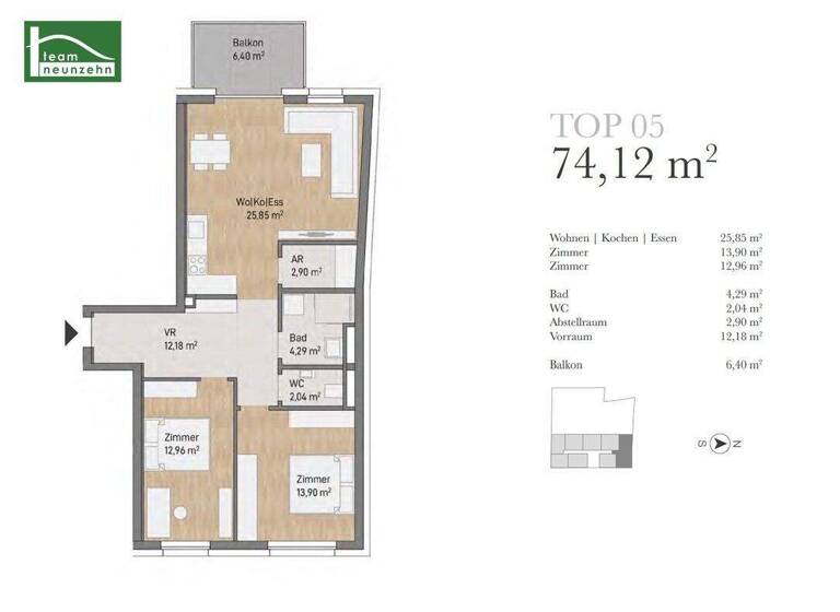 Wohnung zum Kauf provisionsfrei 306.206 € 3 Zimmer 74,1 m² 1. Geschoss Eggenberg Graz 8020