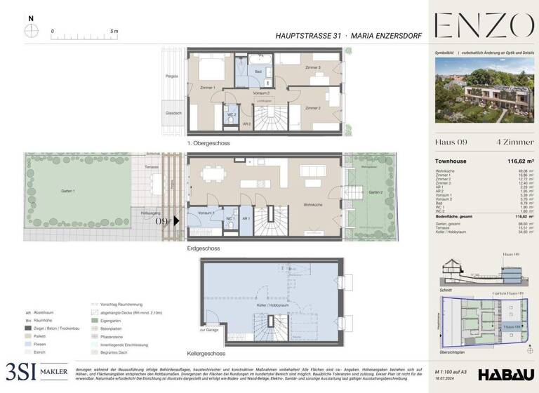 Stadthaus zum Kauf - Erstbezug 915.318 € 4 Zimmer 116,7 m² Hauptstraße 31 Maria Enzersdorf 2344