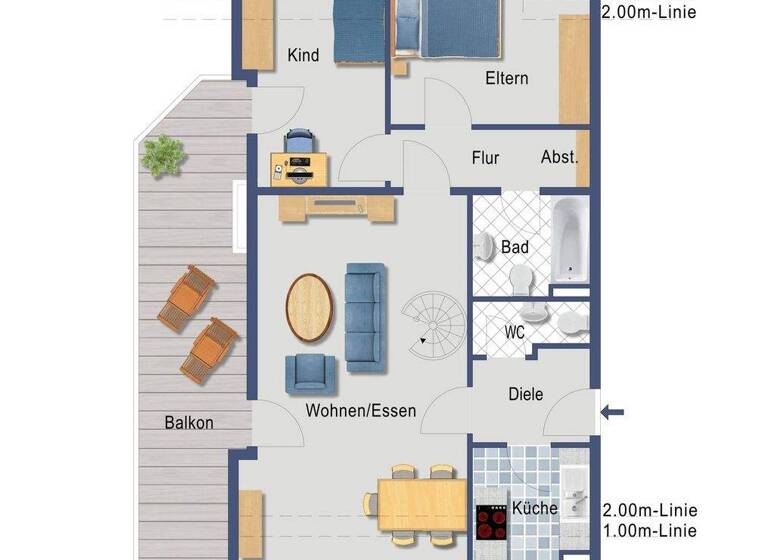 Maisonette zur Miete 2.070 € 4 Zimmer 138 m² 2. Geschoss Kaiserswerth Düsseldorf / Kaiserswerth 40489