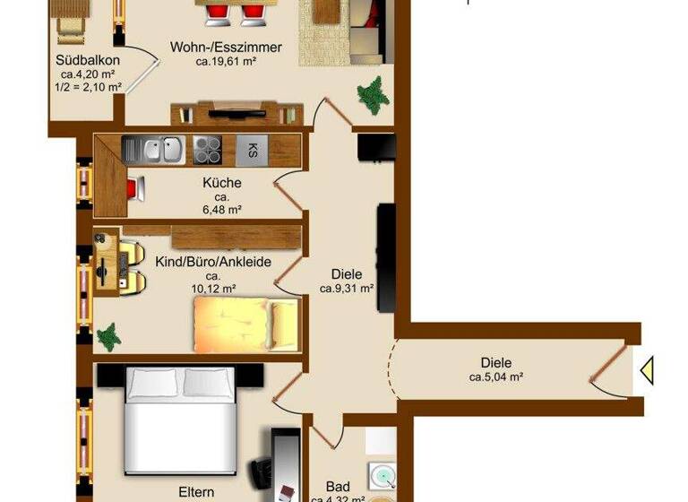 Wohnung zum Kauf 337.000 € 3 Zimmer 72 m² EG Innenstadt Augsburg 86153