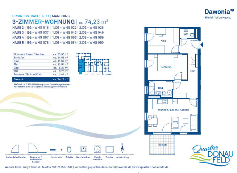 Wohnung zur Miete 939 € 3 Zimmer 74,2 m² EG frei ab 21.04.2026 Ursinusstr. 9 Manching 85077