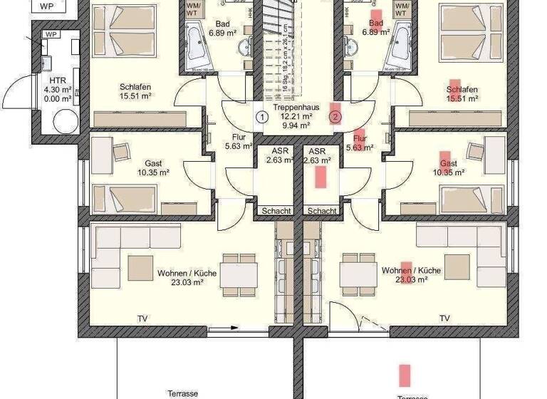 Terrassenwohnung zur Miete - Erstbezug 1.184 € 3 Zimmer 74 m² EG frei ab 01.12.2026 Andershof Stralsund 18439