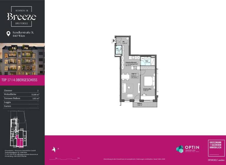 Wohnung zum Kauf - Erstbezug 398.020 € 2 Zimmer 53,8 m² frei ab 01.12.2027 Wien 1140