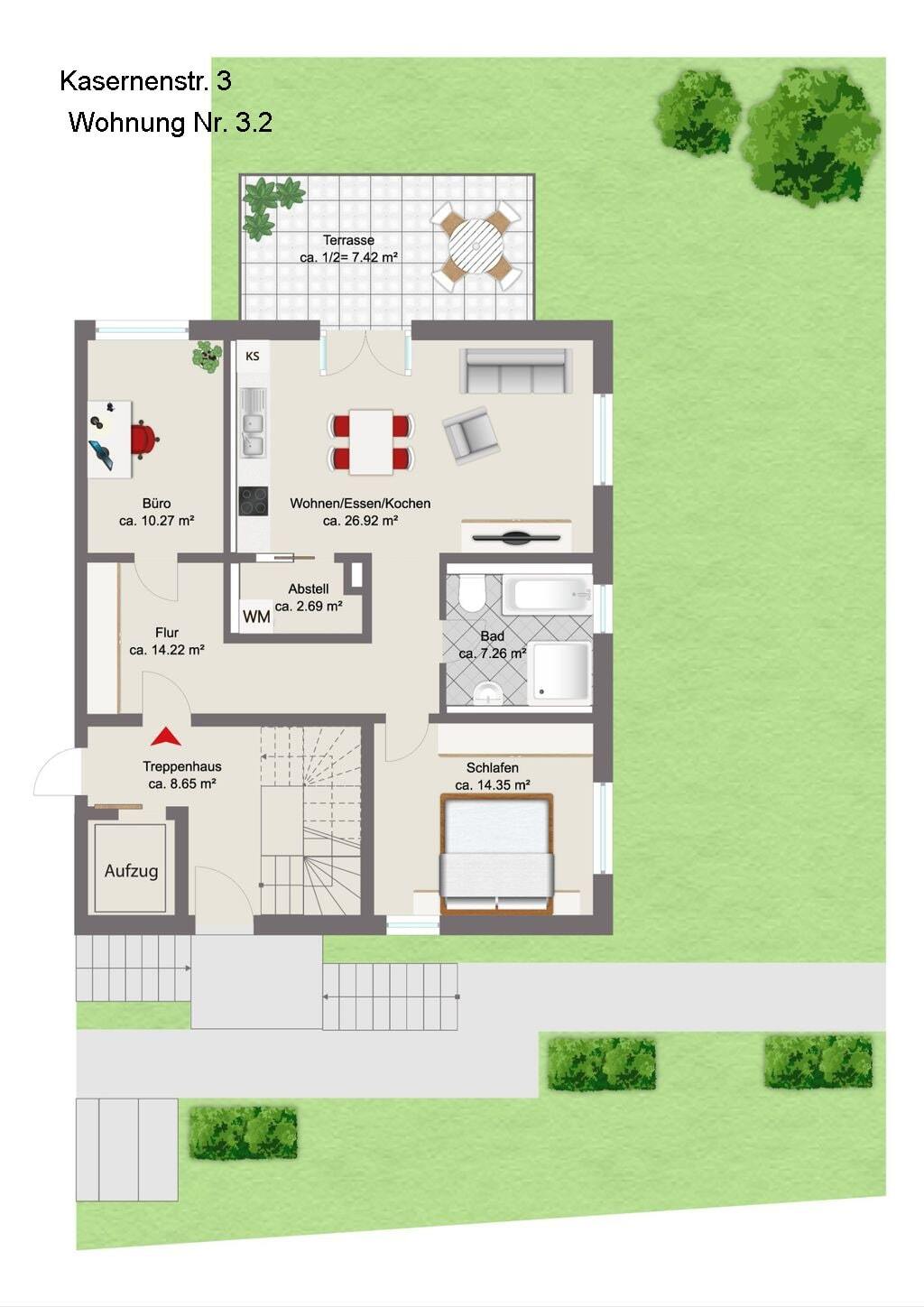 Wohnung zum Kauf provisionsfrei 589.000 € 3 Zimmer 83,2 m²<br/>Wohnfläche Schönbrunn Landshut 84036