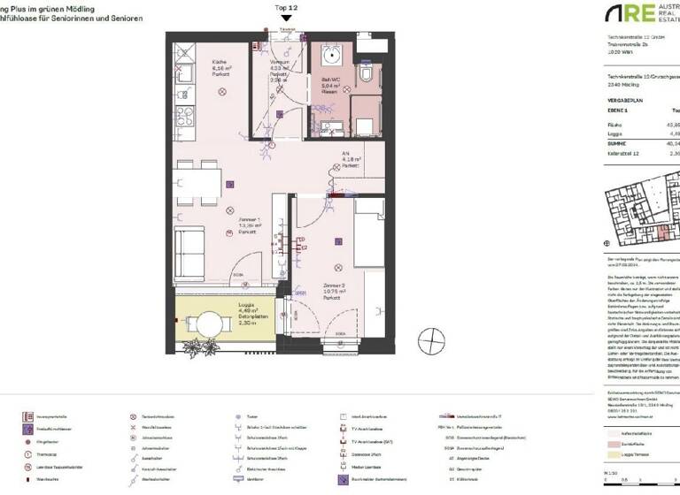Wohnung zur Miete 741 € 2 Zimmer 48,3 m² Mödling 2340