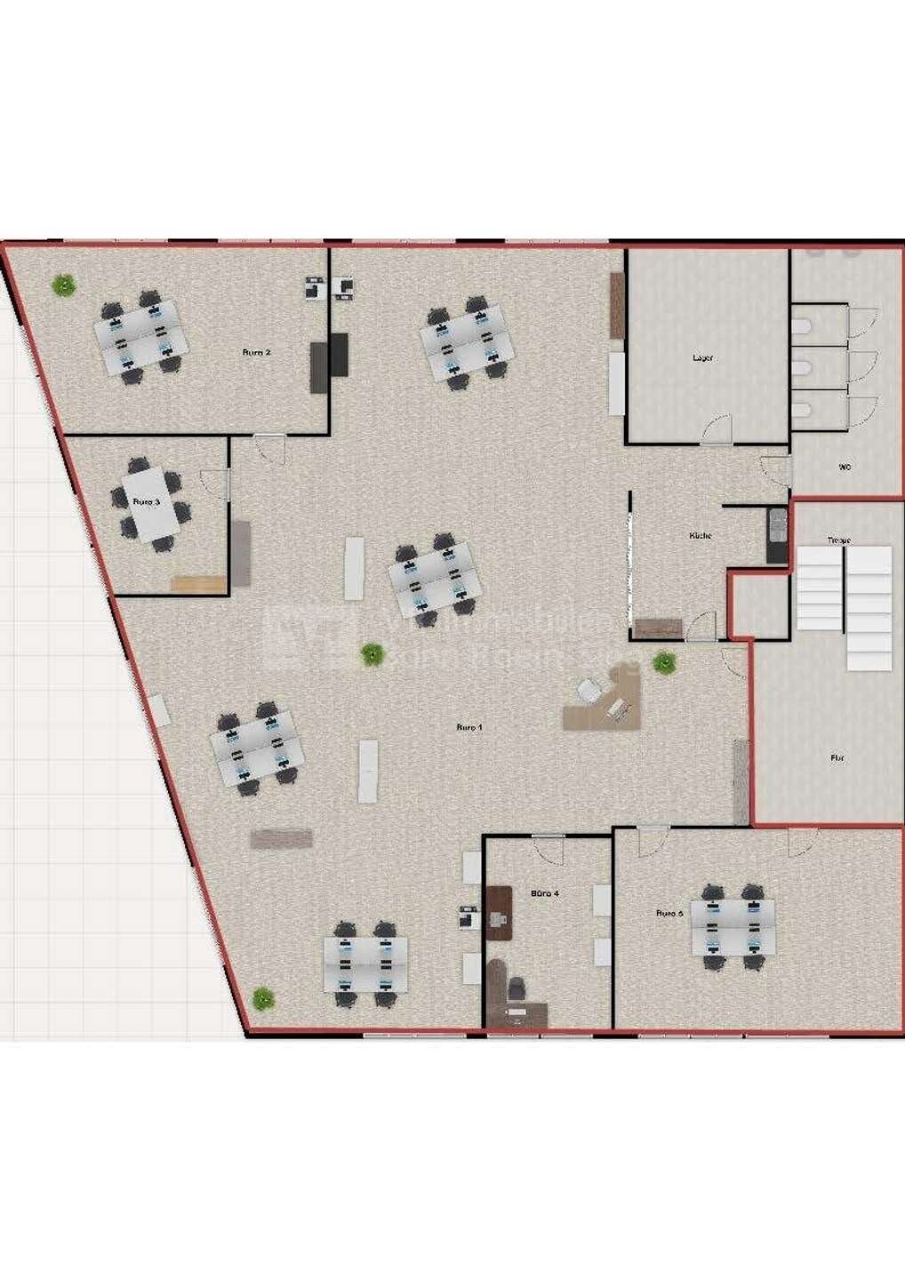 Bürofläche zur Miete 3.400 € 5 Zimmer 296 m²<br/>Bürofläche Kalk Köln 51103