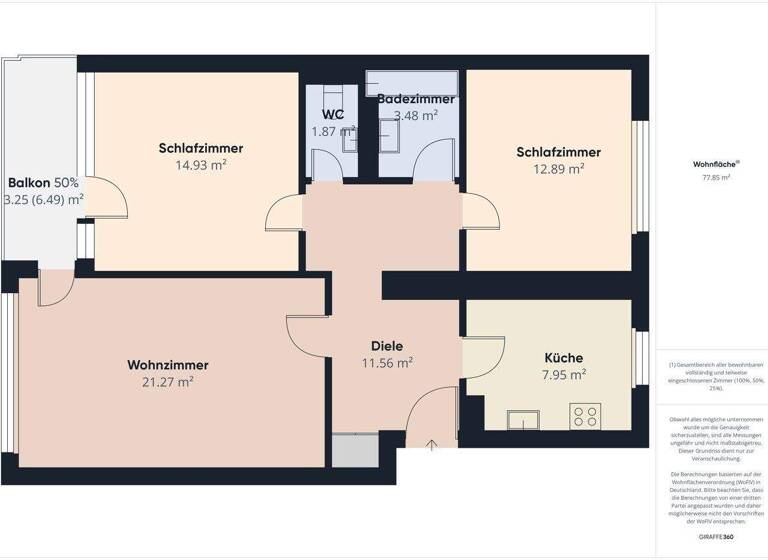Wohnung zum Kauf 325.000 € 3 Zimmer 77,6 m² Sürth Köln 50999