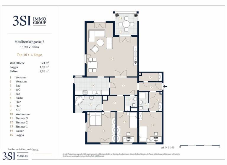 Wohnung zum Kauf 775.000 € 4 Zimmer 124 m² 1. Geschoss Maulbertschgasse 7 Wien 1190