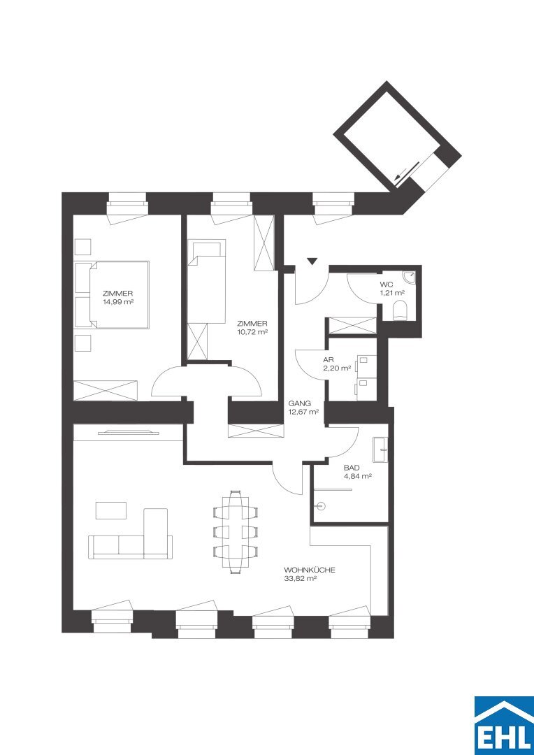 Wohnung zum Kauf 399.000 € 3 Zimmer 80 m²<br/>Wohnfläche 1.<br/>Geschoss Sautergasse Wien 1170