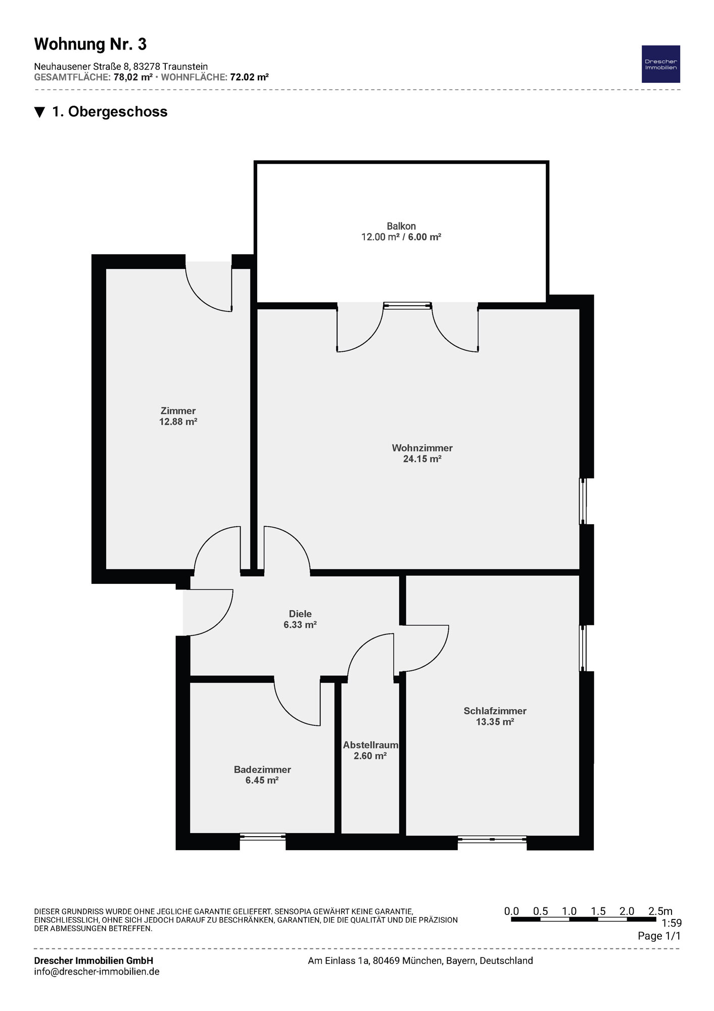 Wohnung zum Kauf provisionsfrei 444.900 € 3 Zimmer 72 m²<br/>Wohnfläche 1.<br/>Geschoss Kammer Traunstein 83278