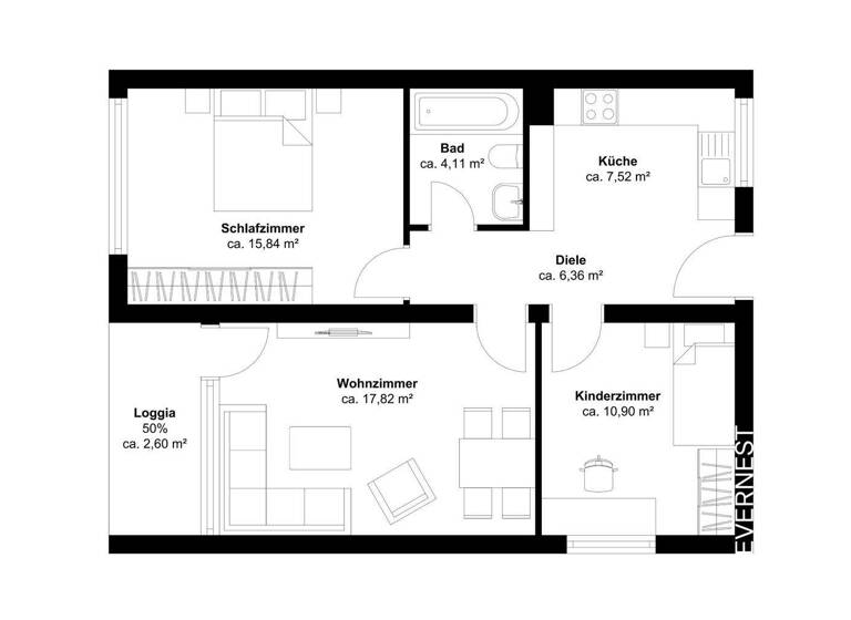 Wohnung zum Kauf 179.000 € 3 Zimmer 64 m² 3. Geschoss Quettingen Leverkusen 51381