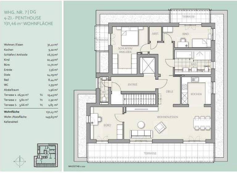 Penthouse zum Kauf - Erstbezug provisionsfrei 1.595.000 € 4 Zimmer 131,5 m² Sendling-Westpark München 81375