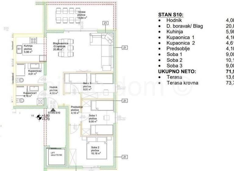 Wohnung zum Kauf 410.000 € 3 Zimmer 97 m² Okrug