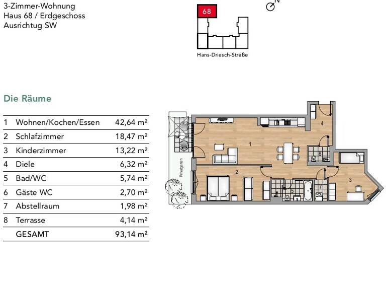 Wohnung zur Miete 1.260 € 3 Zimmer 93,1 m²<br/>Wohnfläche EG<br/>Geschoss ab sofort<br/>Verfügbarkeit Hans-Driesch-Straße 68 Leutzsch Leipzig 04179