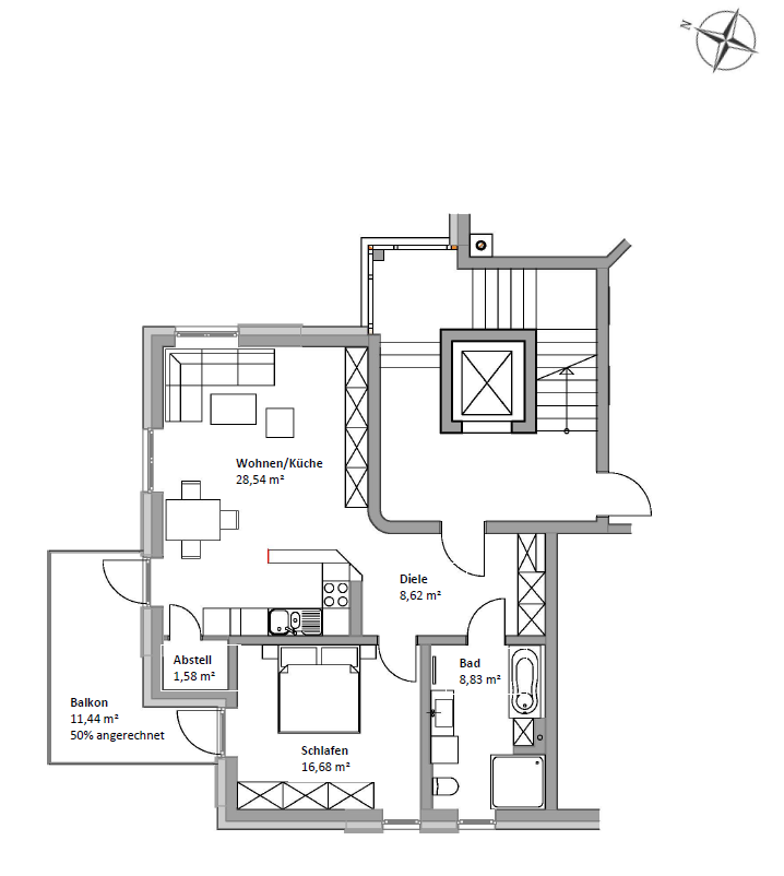 Wohnung zum Kauf provisionsfrei 359.923 € 2 Zimmer 67,9 m²<br/>Wohnfläche 2.<br/>Geschoss Alt-Omsewitz Dresden 01157