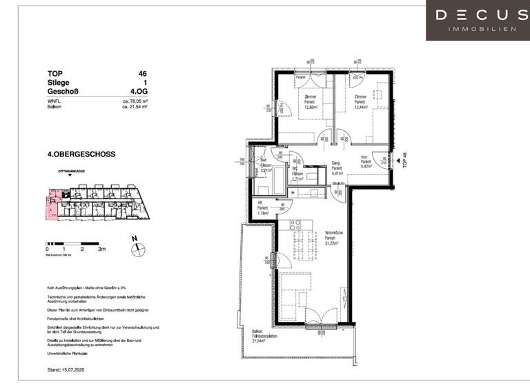 WG-Zimmer zur Miete - Erstbezug 1.200 € 3 Zimmer 76,1 m² 4. Geschoss Wien 1110