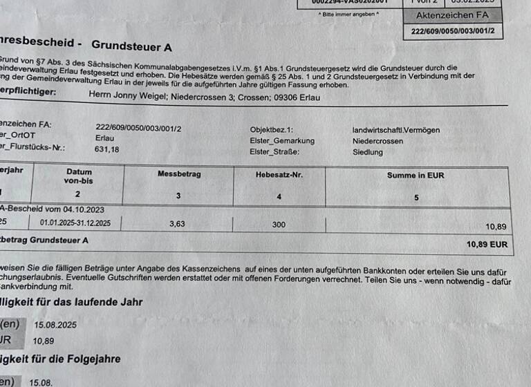 Grundstück zum Kauf 70.000 € 7.820 m² Grundstück Crossen Erlau / Crossen 09306