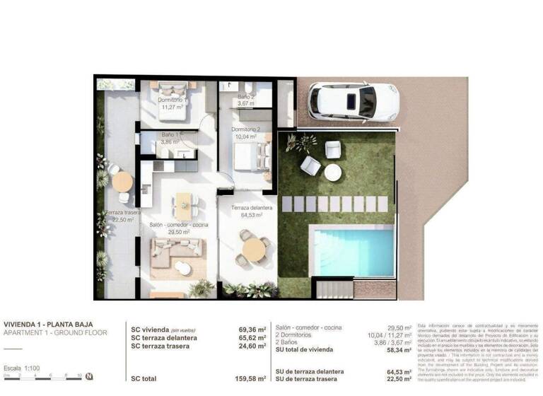 Bungalow zum Kauf - Erstbezug provisionsfrei 314.900 € 3 Zimmer 69 m² 65 m² Grundstück San Pedro del Pinatar