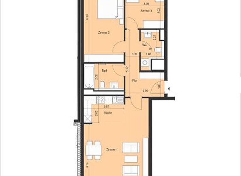 Wohnung zur Miete 1.700 € 3 Zimmer 88 m²<br/>Wohnfläche 2.<br/>Geschoss Tempelhof Berlin 12099