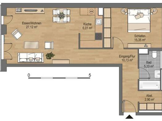 Wohnung zur Miete 986 € 2 Zimmer 69,9 m² 5. Geschoss Christian-Pleß-Straße 18 Offenbach am Main 63069