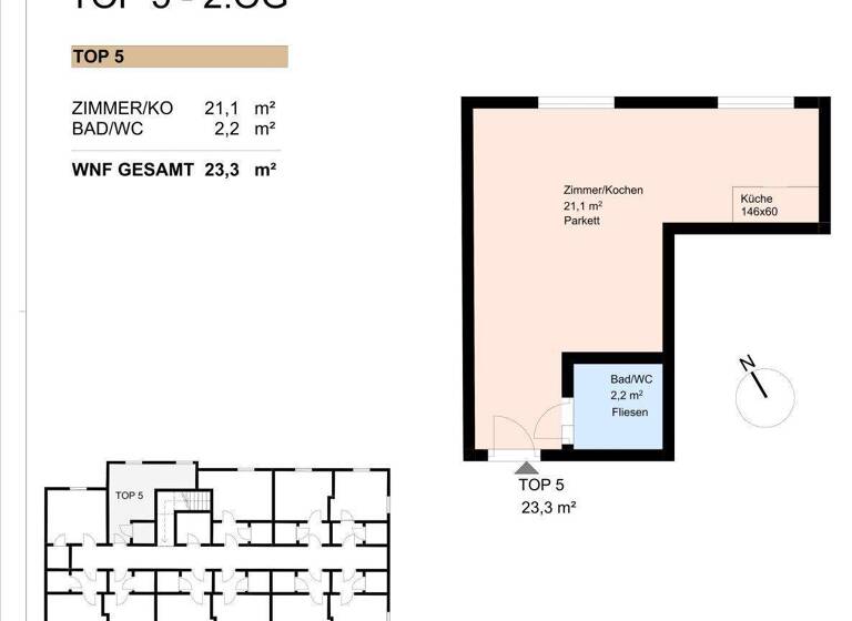 Studio zur Miete 350 € 1 Zimmer 23,3 m² 2. Geschoss Mariatroster Straße Mariatrost Graz,03.Bez.:Geidorf 8043