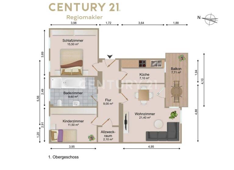 Wohnung zum Kauf 86.000 € 3 Zimmer 80,2 m² 1. Geschoss Köthen 06366