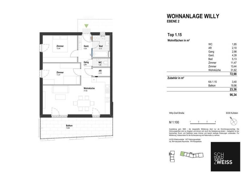 Wohnung zum Kauf - Erstbezug 529.000 € 3 Zimmer 73 m² 2. Geschoss Kufstein 6330