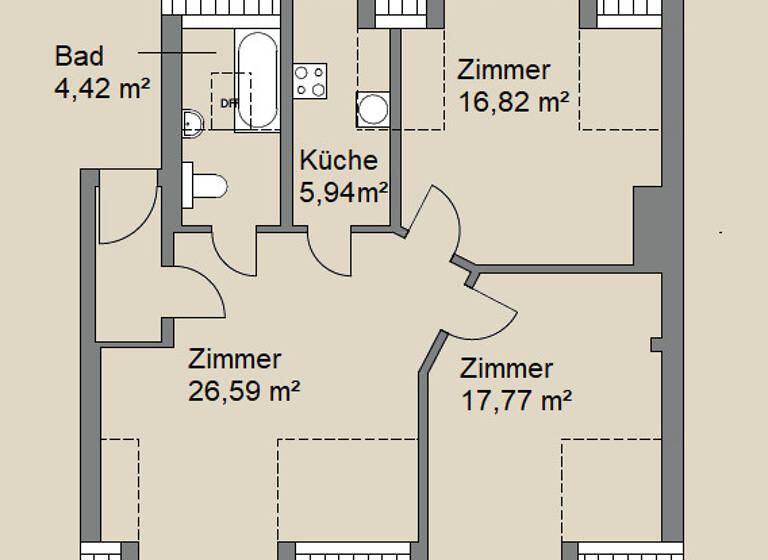 Wohnung zum Kauf provisionsfrei 239.000 € 3 Zimmer 74,7 m²<br/>Wohnfläche 5.<br/>Geschoss Rosa-Luxemburg-Straße 48 Neustadt-Neuschönefeld Leipzig / Neustadt-Neuschönefeld 04315