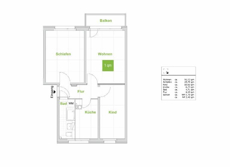 Wohnung zur Miete 529 € 3 Zimmer 58,8 m² 2. Geschoss frei ab 29.04.2026 Robert-Berndt-Str. 26 Leuben Dresden 01257