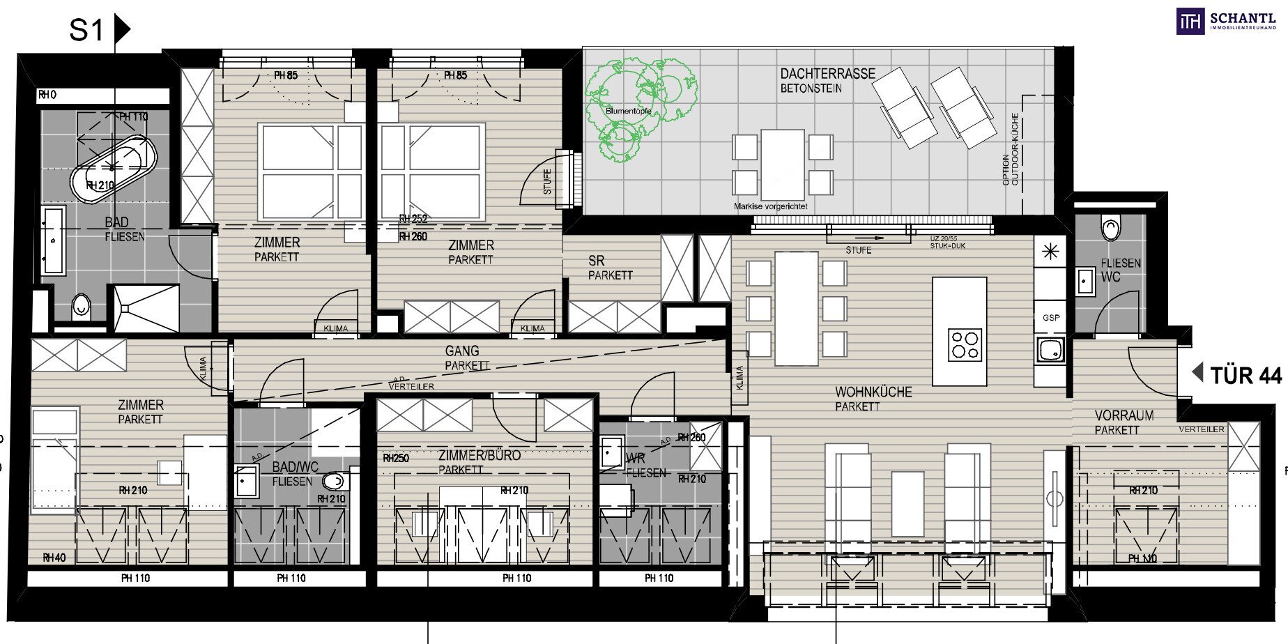 Penthouse zum Kauf provisionsfrei 975.000 € 5 Zimmer 152,6 m²<br/>Wohnfläche 5.<br/>Geschoss Breitenfurter Straße Wien 1120