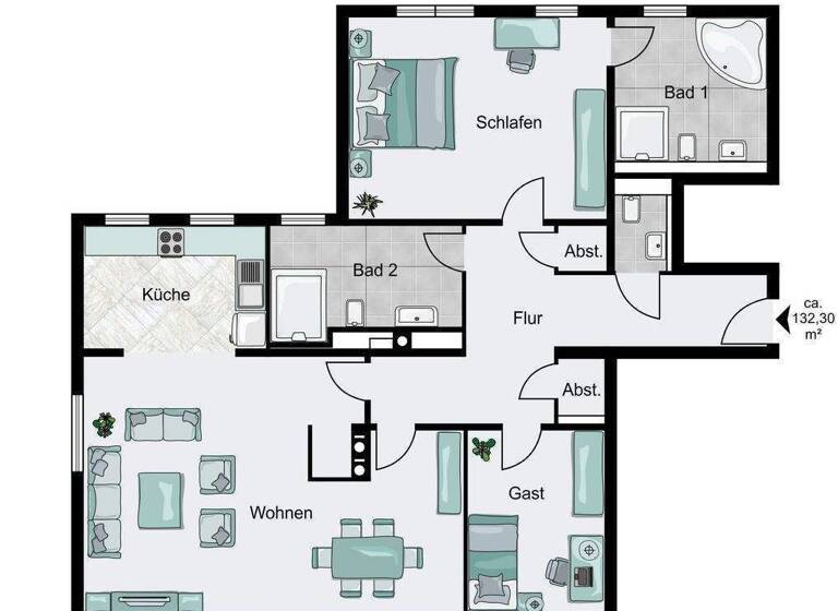Wohnung zur Miete 3.175 € 3 Zimmer 132,3 m² 1. Geschoss Kurparkstraße Timmendorfer Strand 23669